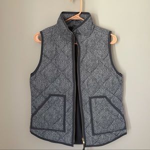 J. Crew Grey Herringbone Puffer Vest
